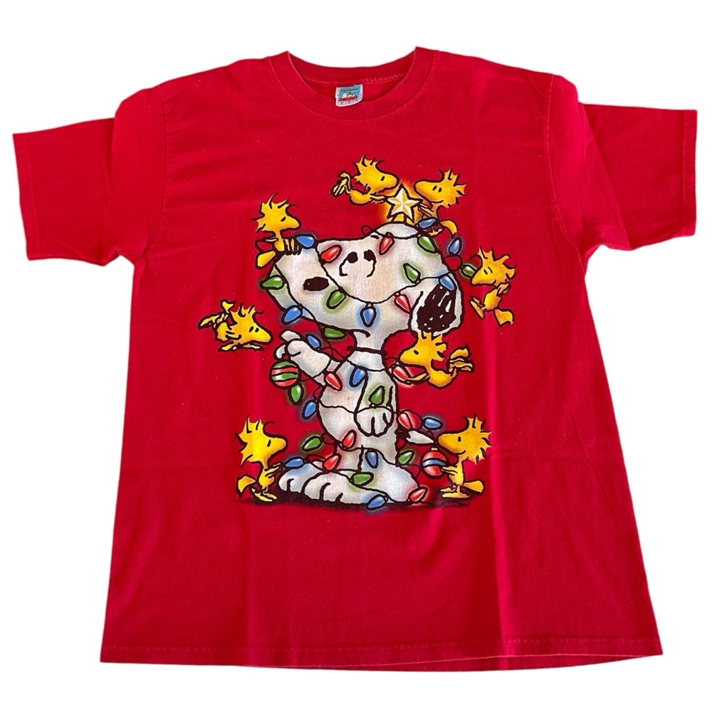 Vintage Snoopy Woodstock Christmas Lights Tee Yazbek T Shirt Large Unisex